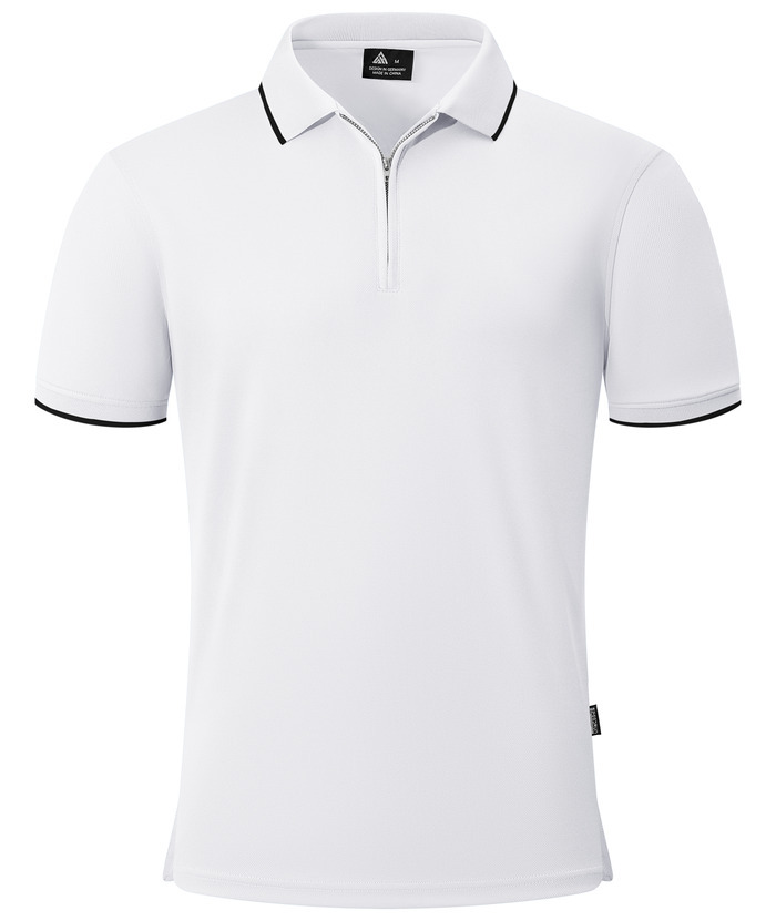 ZITY Men's Quarter Zip Solid Color Slim Fit Polo Shirt-CUMPO04526