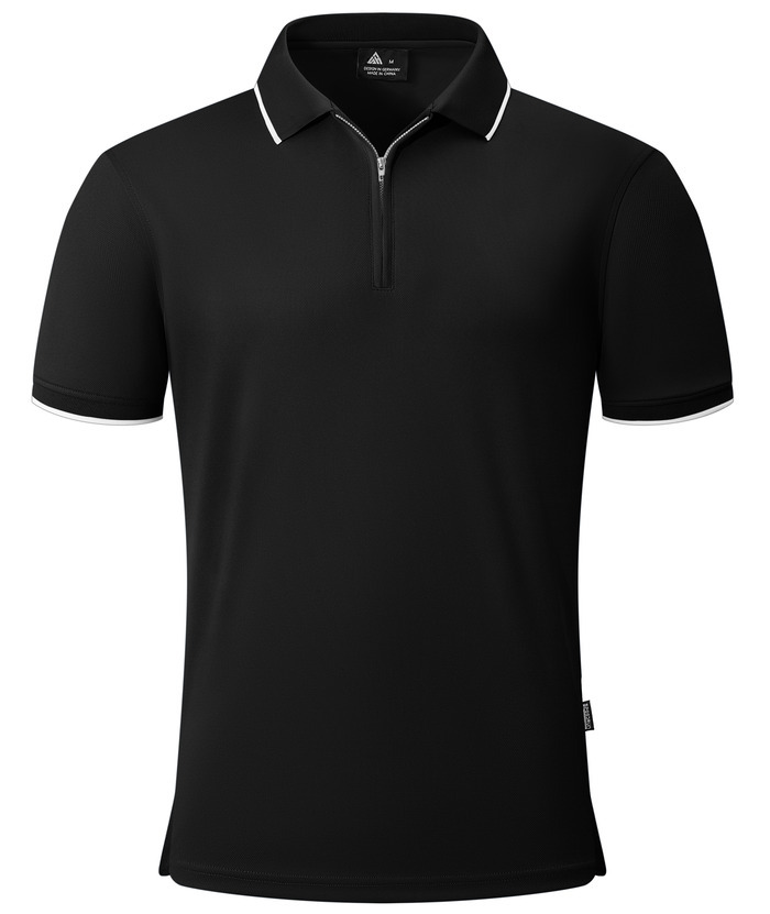 ZITY Men's Quarter Zip Solid Color Slim Fit Polo Shirt-CUMPO04526