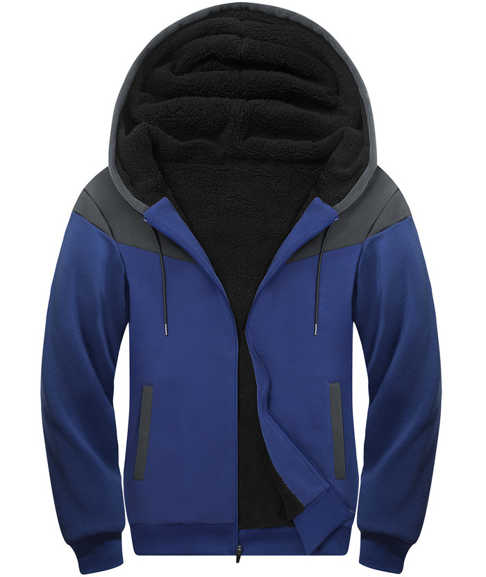 ZITY Men's Warm Thick Fleece Lined Solid Color Hooded Sherpa Hoodie-ZPK006329 | Zitysports
