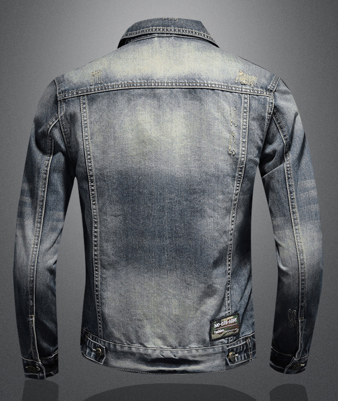 Men's Distressed Denim Trucker Jacket-DUMCO05433|Zitysports