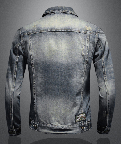 Men's Distressed Denim Trucker Jacket-DUMCO05433|Zitysports