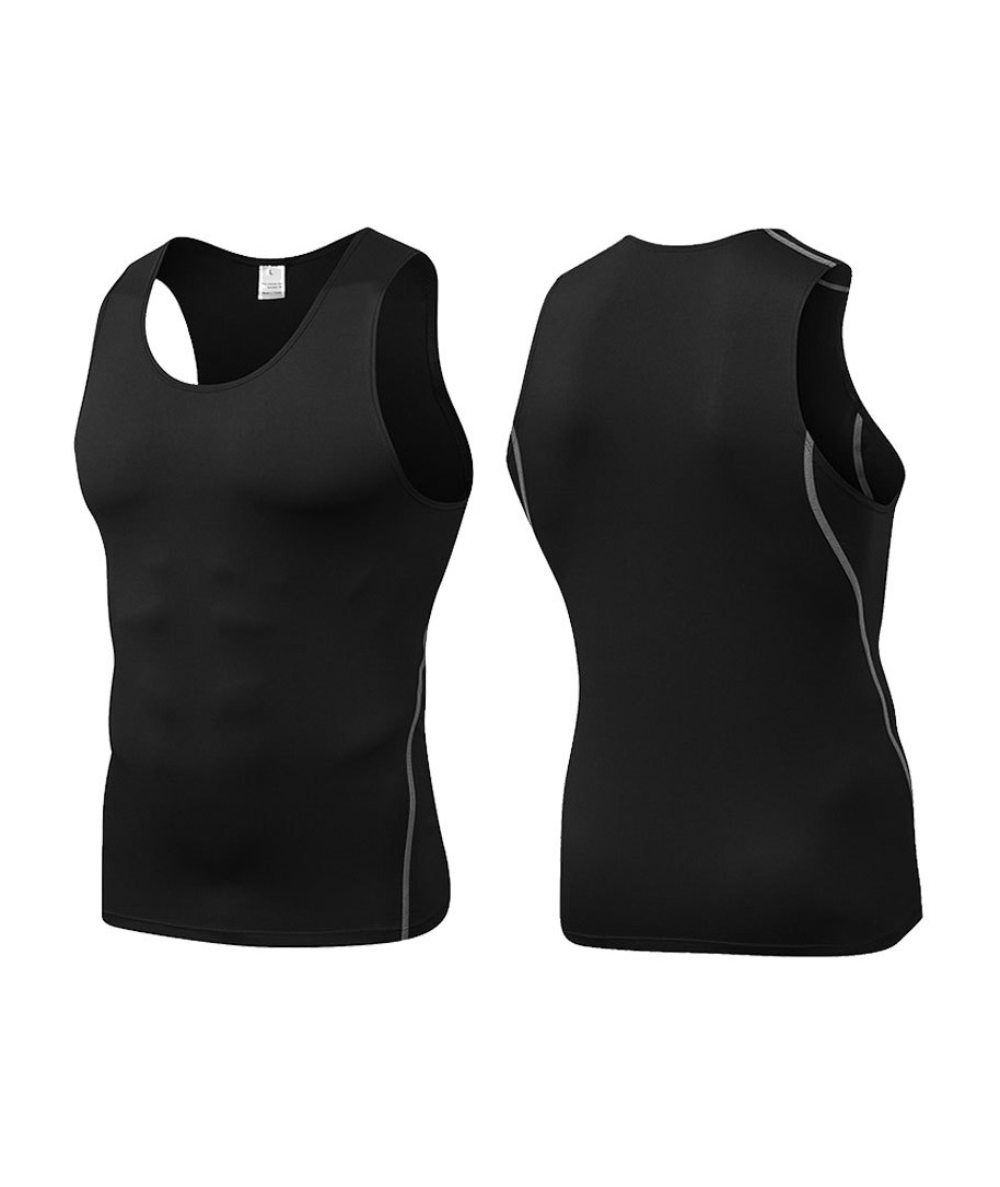 Men's Solid Compression Tank Top-DUMVE05976