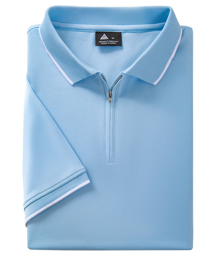 ZITY Men's Quarter Zip Solid Color Slim Fit Polo Shirt-CUMPO04526