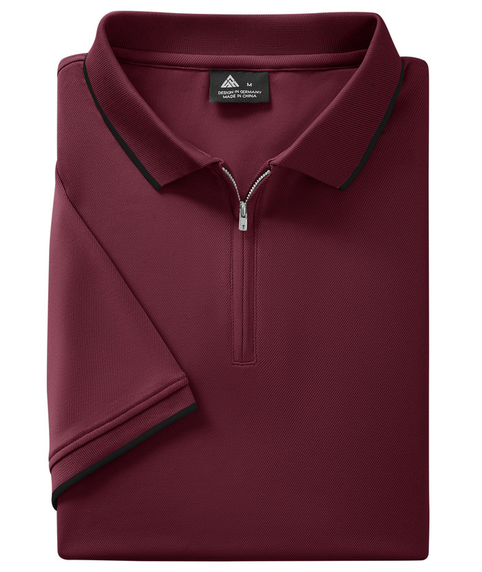 ZITY Men's Quarter Zip Solid Color Slim Fit Polo Shirt-CUMPO04526