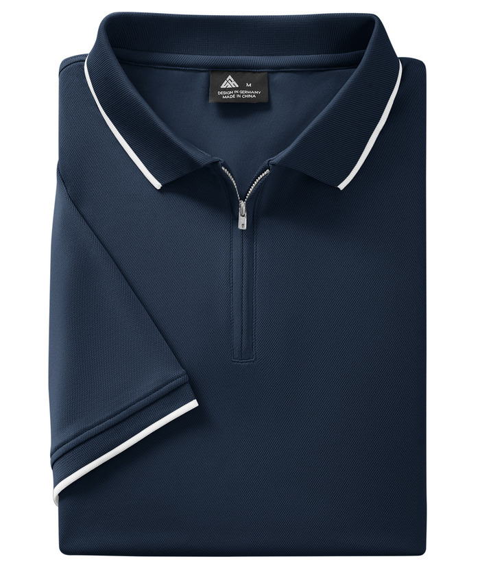 ZITY Men's Quarter Zip Solid Color Slim Fit Polo Shirt-CUMPO04526