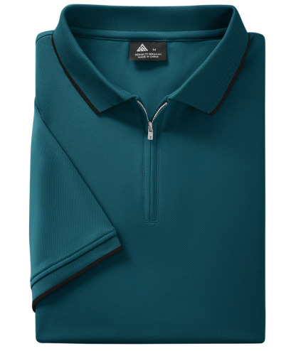 ZITY Men's Quarter Zip Solid Color Slim Fit Polo Shirt-CUMPO04526