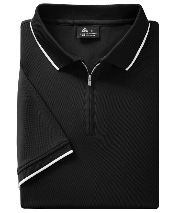 ZITY Men's Quarter Zip Solid Color Slim Fit Polo Shirt-CUMPO04526