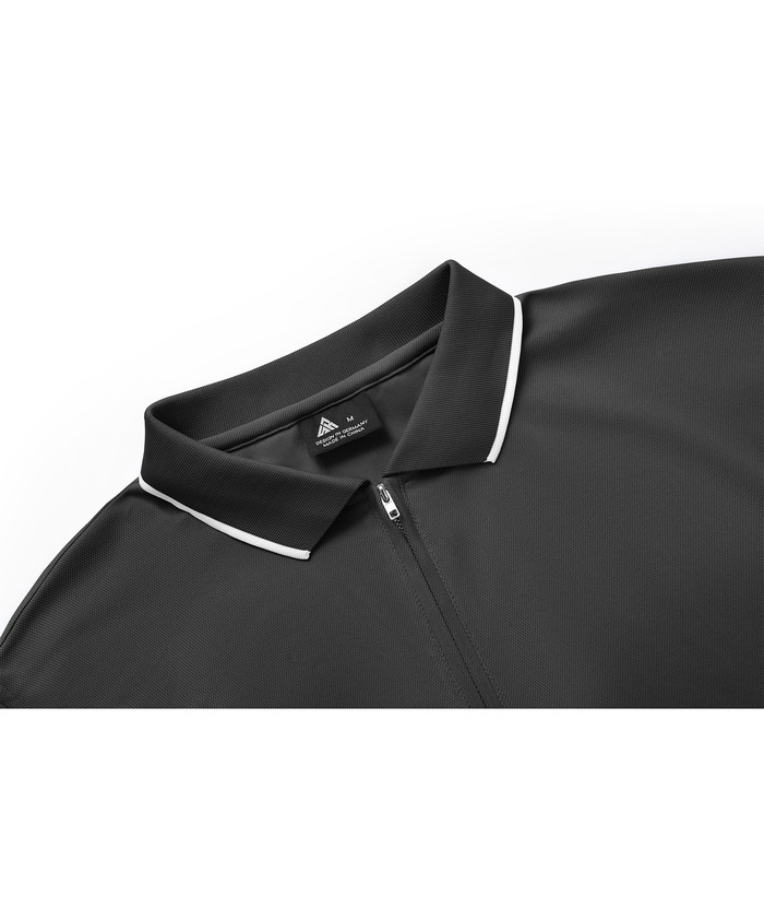 ZITY Men's Quarter Zip Solid Color Slim Fit Polo Shirt-CUMPO04526