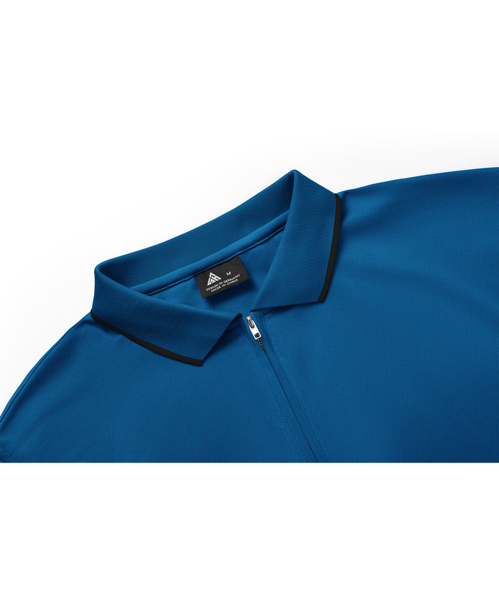 ZITY Men's Quarter Zip Solid Color Slim Fit Polo Shirt-CUMPO04526