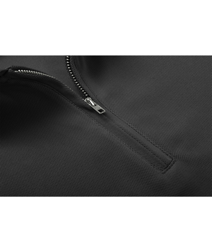 ZITY Men's Quarter Zip Solid Color Slim Fit Polo Shirt-CUMPO04526