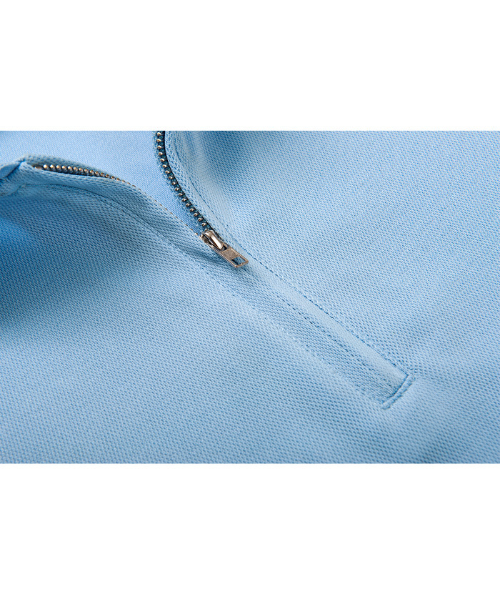 ZITY Men's Quarter Zip Solid Color Slim Fit Polo Shirt-CUMPO04526