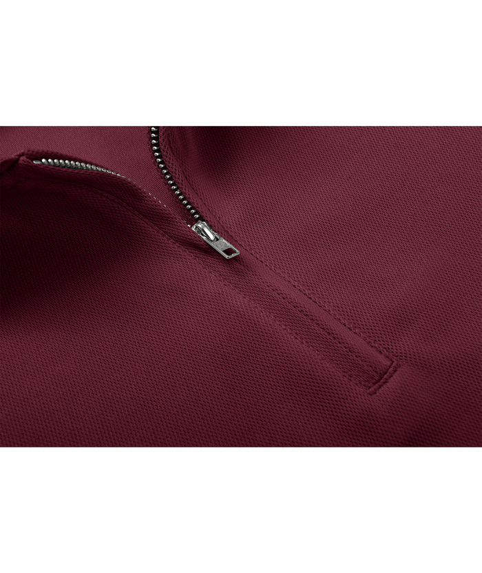 ZITY Men's Quarter Zip Solid Color Slim Fit Polo Shirt-CUMPO04526