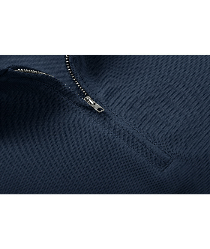 ZITY Men's Quarter Zip Solid Color Slim Fit Polo Shirt-CUMPO04526