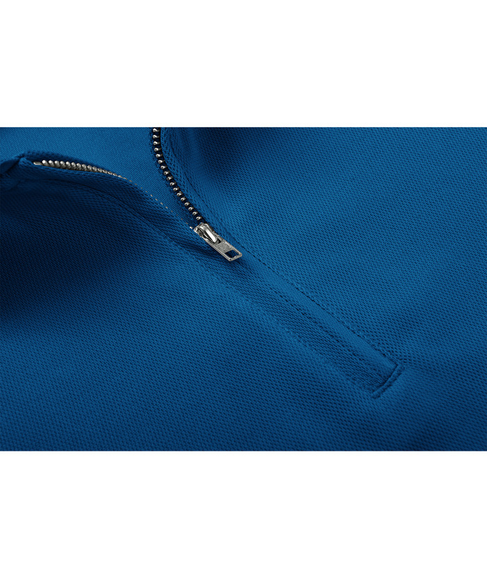 ZITY Men's Quarter Zip Solid Color Slim Fit Polo Shirt-CUMPO04526