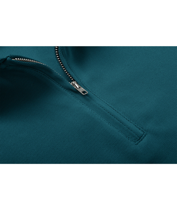 ZITY Men's Quarter Zip Solid Color Slim Fit Polo Shirt-CUMPO04526