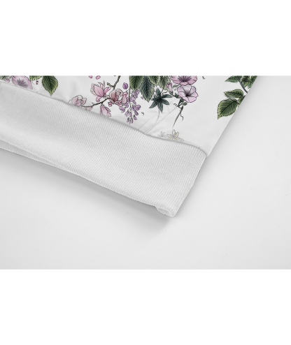 ZITY Women's Full Zipper Flower Print Fleece Hoodie-CUWFH01075