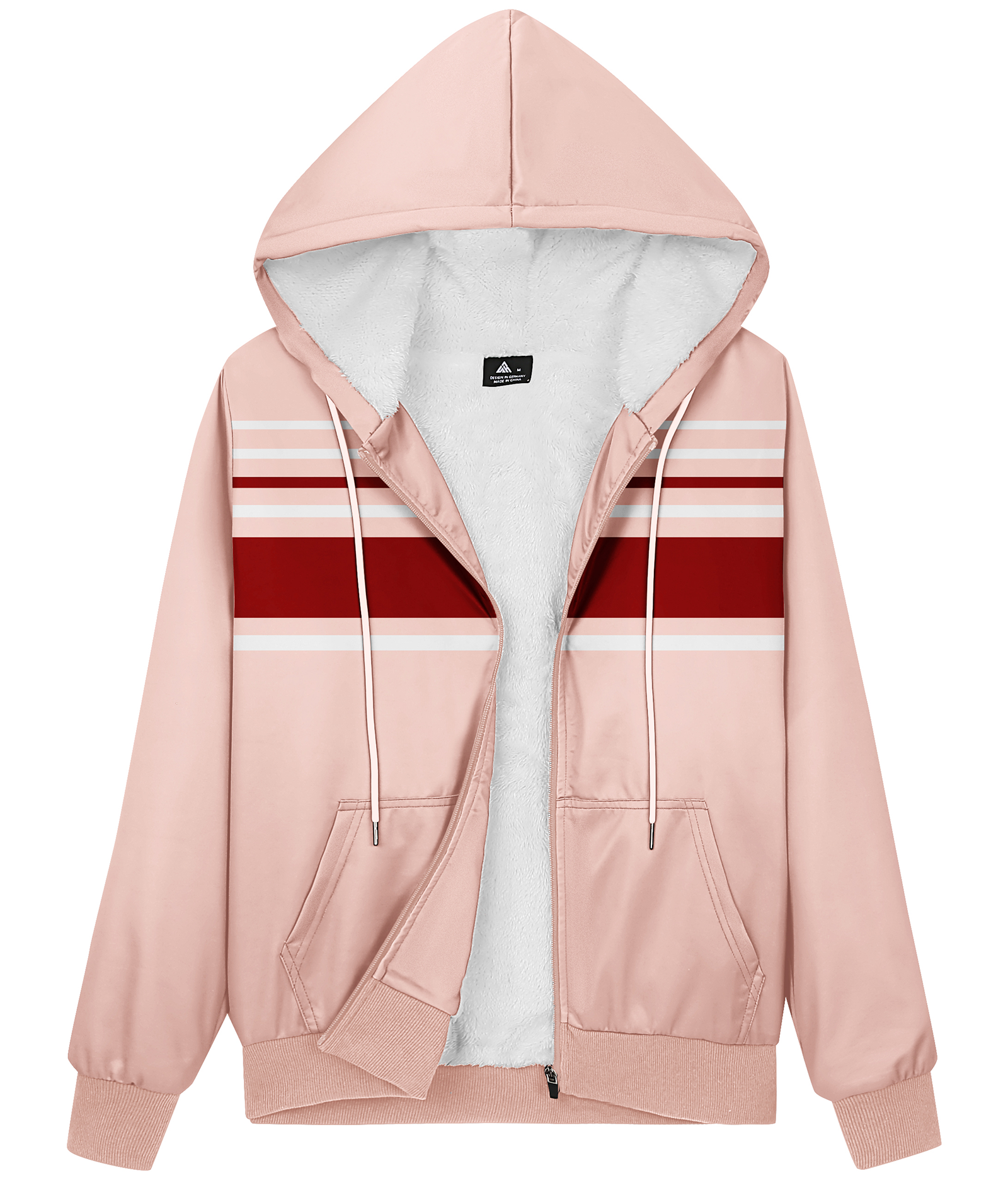 ZITY Women's Long Sleeve Striped Fleece Hoodie-CUWFH01072