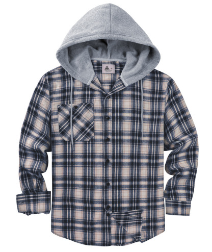 ZITY Men's Plaid Hooded Long Sleeve Button Down Flannel Shirt-ZPK000014 | Zitysports