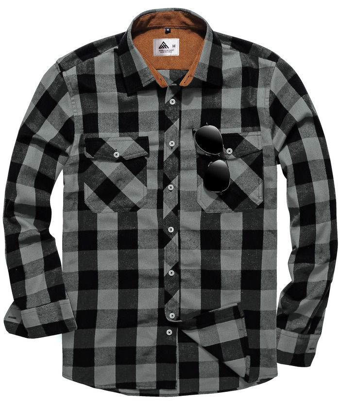 ZITY Men's Plaid Button Up Shirt with Flap Pocket Spring Fall Top-ZPK006565 | Zitysports