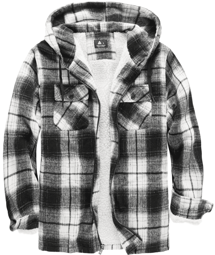 ZITY Men's  Sherpa Lined Soft Warm  Plaid Hooide Jacket-ZPK006045|Zitysports