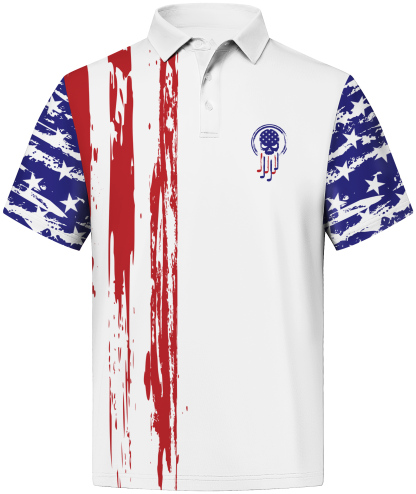 ZITY Men's Button Up Flag Printed Dri Fit Polo Shirt-CUMPO01749