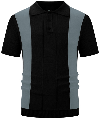 ZITY Men's Button Up  Knit Polo Shirt-CUMPO01853
