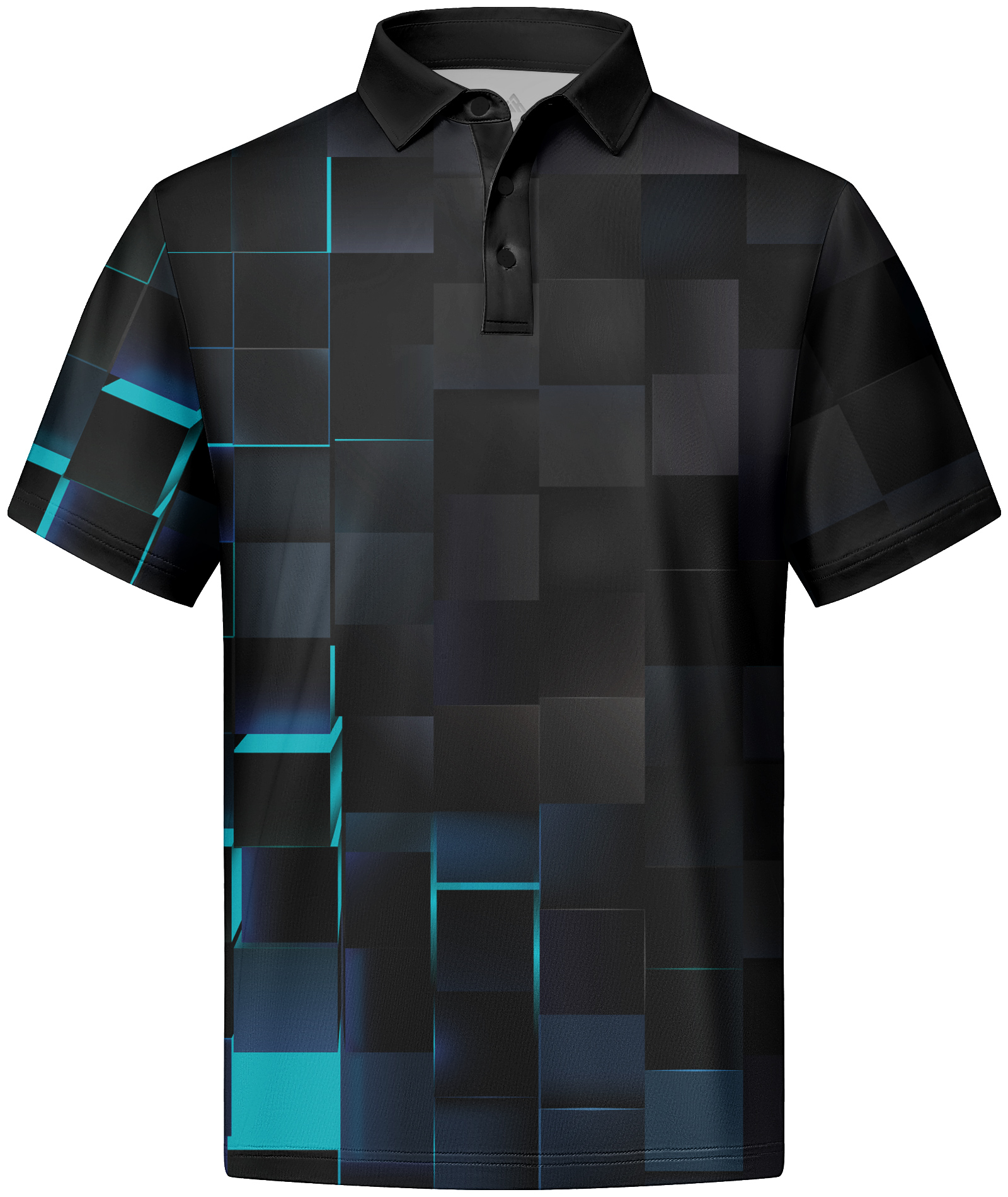 ZITY Men's Dri Fit Geometric Black Polo Shirt-CFMPO00086