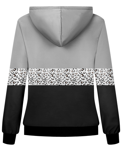 ZITY Women's Long Sleeve Color Block Fleece Hoodie-CUWFH01525
