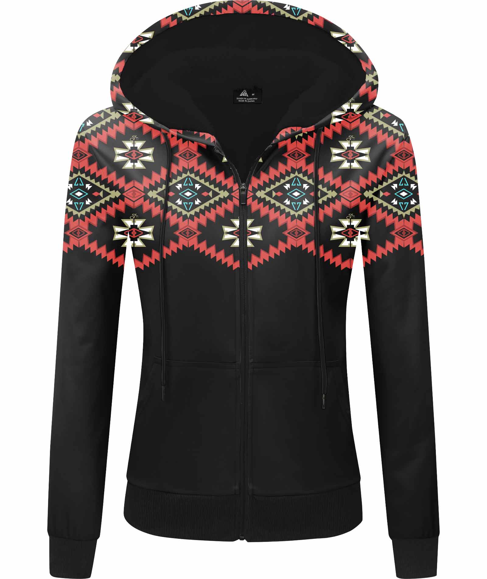 ZITY Women's Full Zipper Printed Fleece Hoodie-CUWFH01092