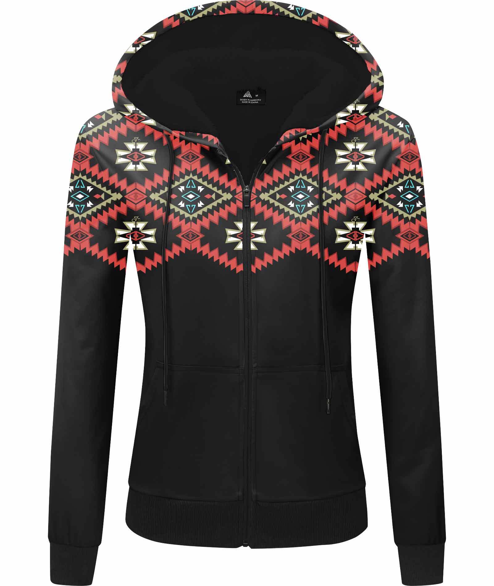 ZITY Women's Full Zipper Printed Fleece Hoodie-CUWFH01092