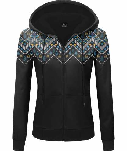 ZITY Women's Full Zipper Drawstring Fleece Hoodie-CUWFH01076