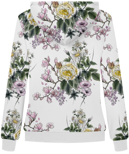 ZITY Women's Full Zipper Flower Print Fleece Hoodie-CUWFH01075