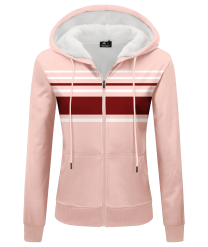 ZITY Women's Long Sleeve Striped Fleece Hoodie-CUWFH01072