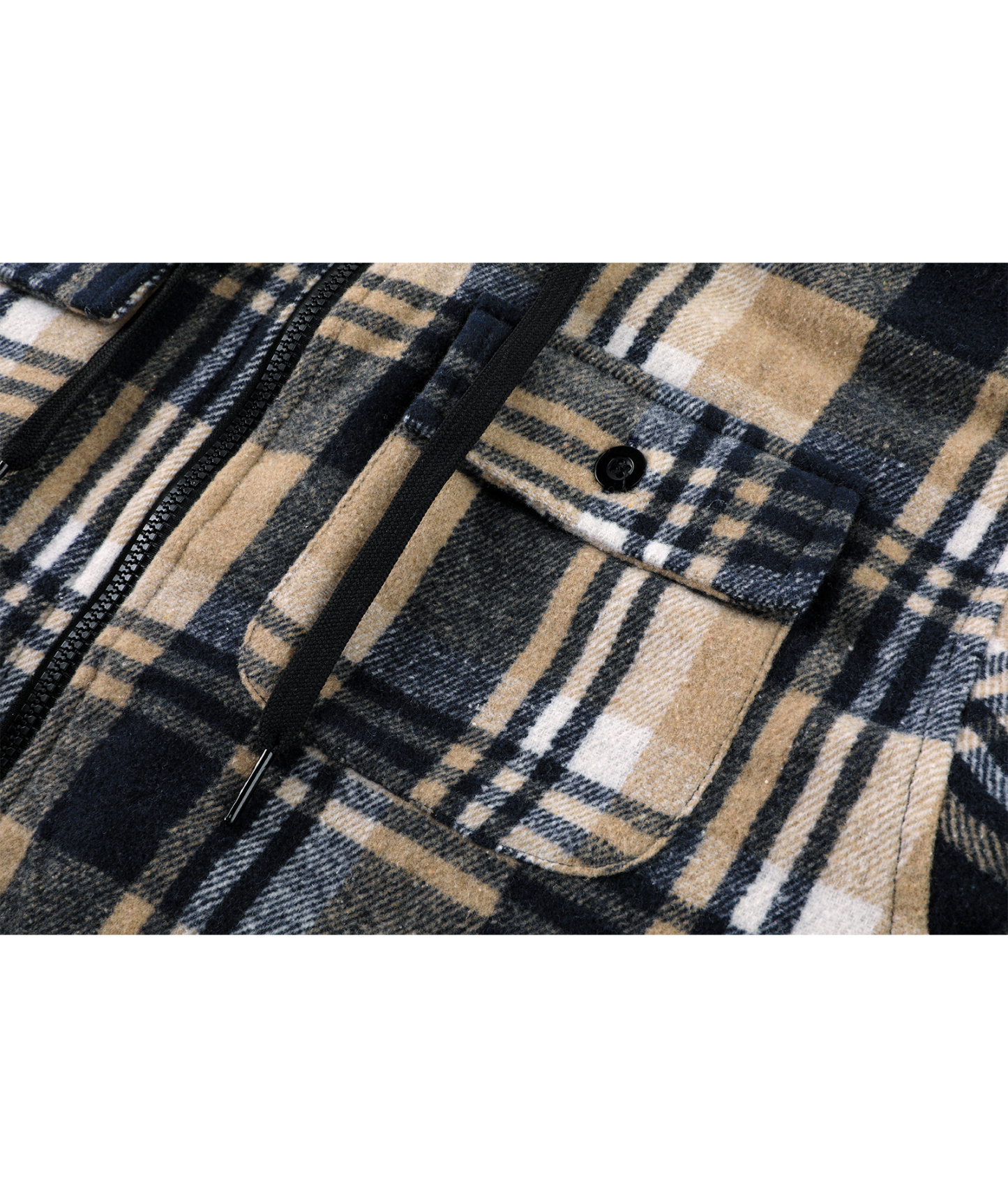 ZITY Men's Long Sleeve Winter Fleece Plaid Hoodie-CUMJA04090