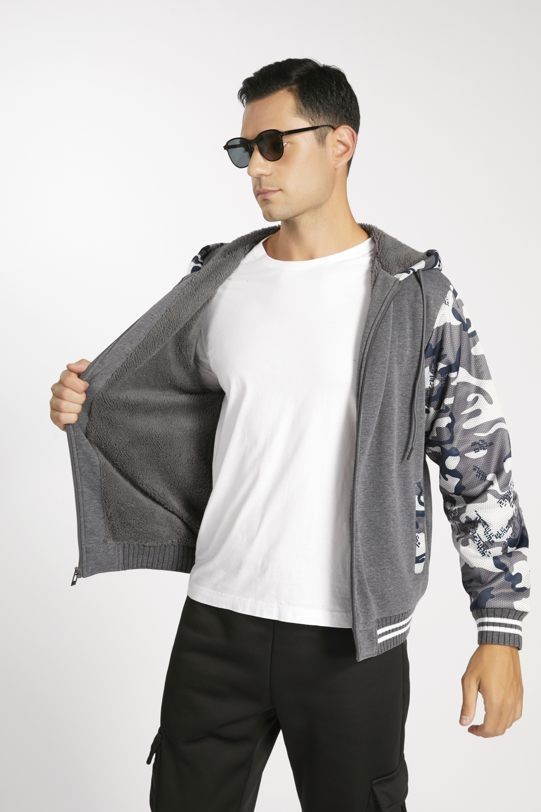 ZITY Men's Long Sleeve Full Zipper Fleece Hoodie-AHDX100025