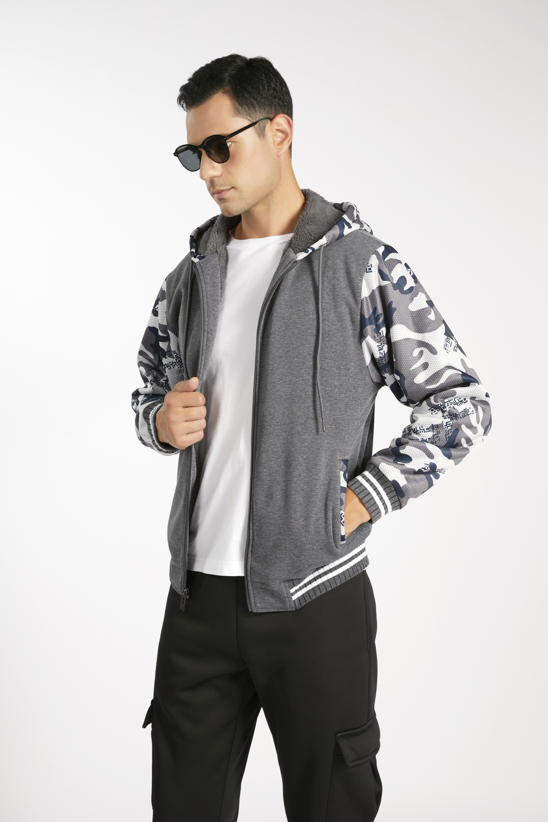 ZITY Men's Long Sleeve Full Zipper Fleece Hoodie-AHDX100025