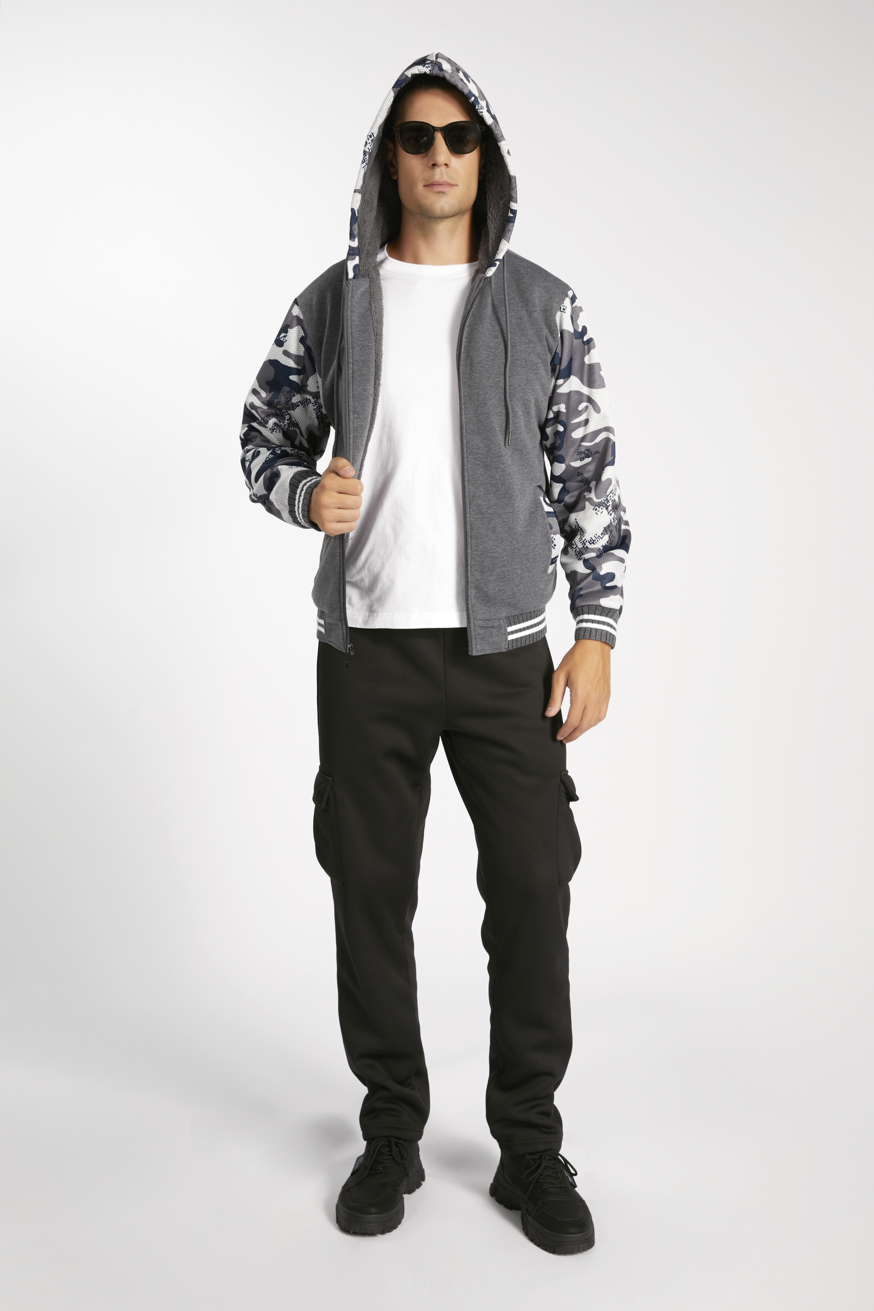 ZITY Men's Long Sleeve Full Zipper Fleece Hoodie-AHDX100025