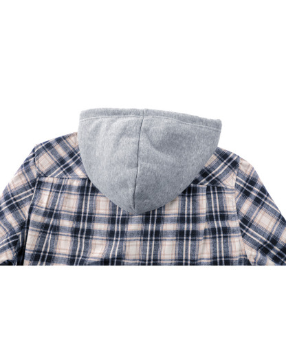 ZITY Men's Plaid Hooded Long Sleeve Button Down Flannel Shirt-ZPK000014 | Zitysports