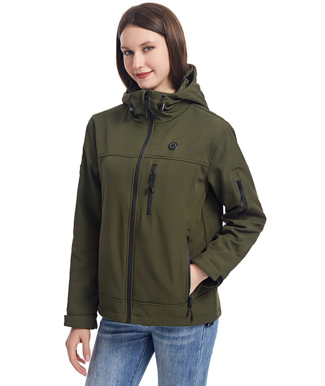 women's Waterproof Hooded Softshell Heated Jacket-2312