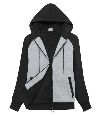 ZITY Women's Long Sleeve Full Zipper Fleece Hoodie-CUWFH01791
