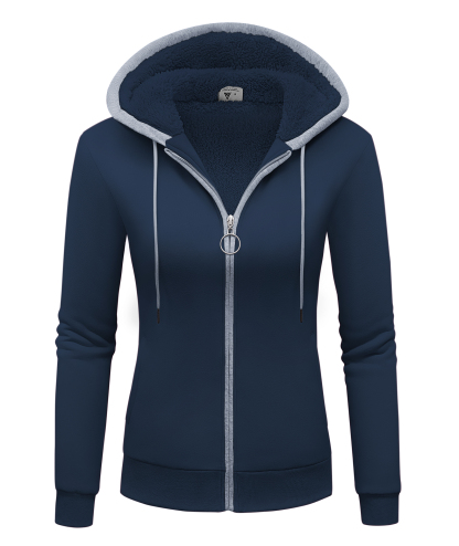 ZITY Women's Full Zipper Outdoor Fleece Hoodie-CEWFH01792