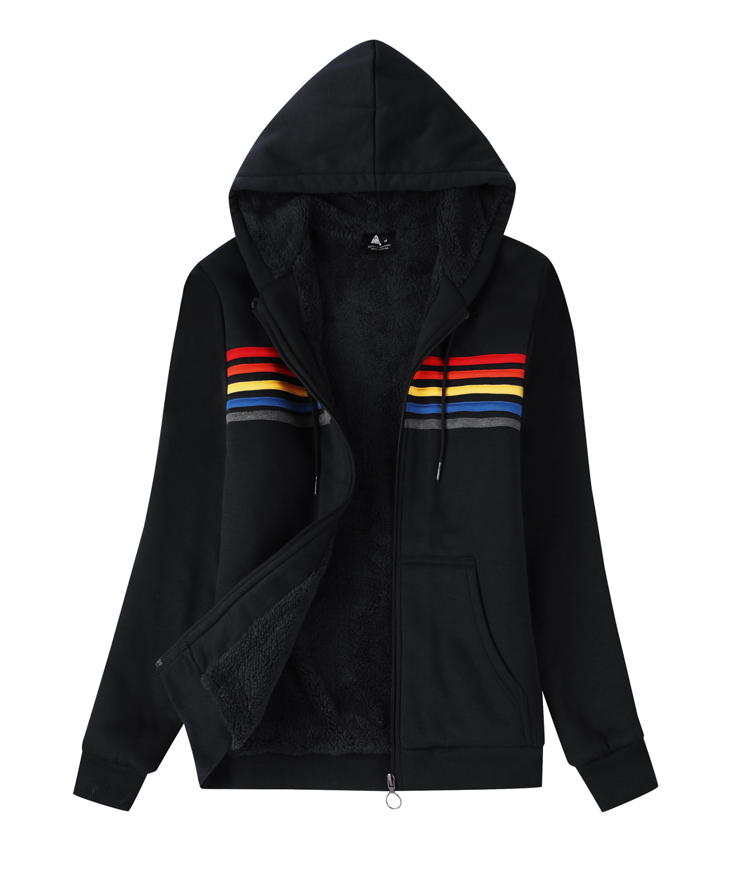 ZITY Women's Long Sleeve Striped Fleece Hoodie-CUWFH01386