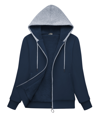 ZITY Women's Full Zipper Outdoor Fleece Hoodie-CEWFH01792