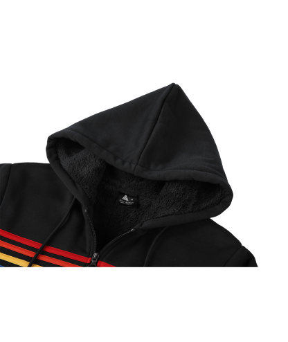 ZITY Women's Long Sleeve Striped Fleece Hoodie-CUWFH01386