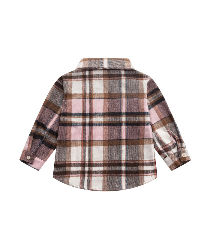 ZITY Kid's Stylish Plaid Lapel Tweed Shirt Autumn Winter Long Sleeve Coat-ZPK006210 | Zitysports