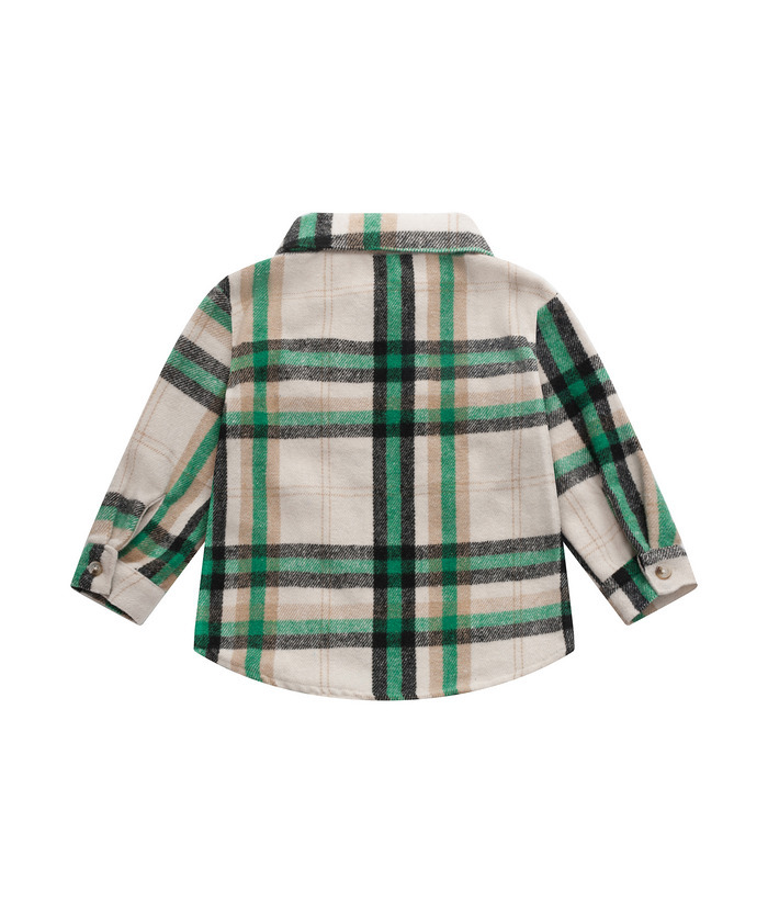 ZITY Kid's Stylish Plaid Lapel Tweed Shirt Autumn Winter Long Sleeve Coat-ZPK006210 | Zitysports