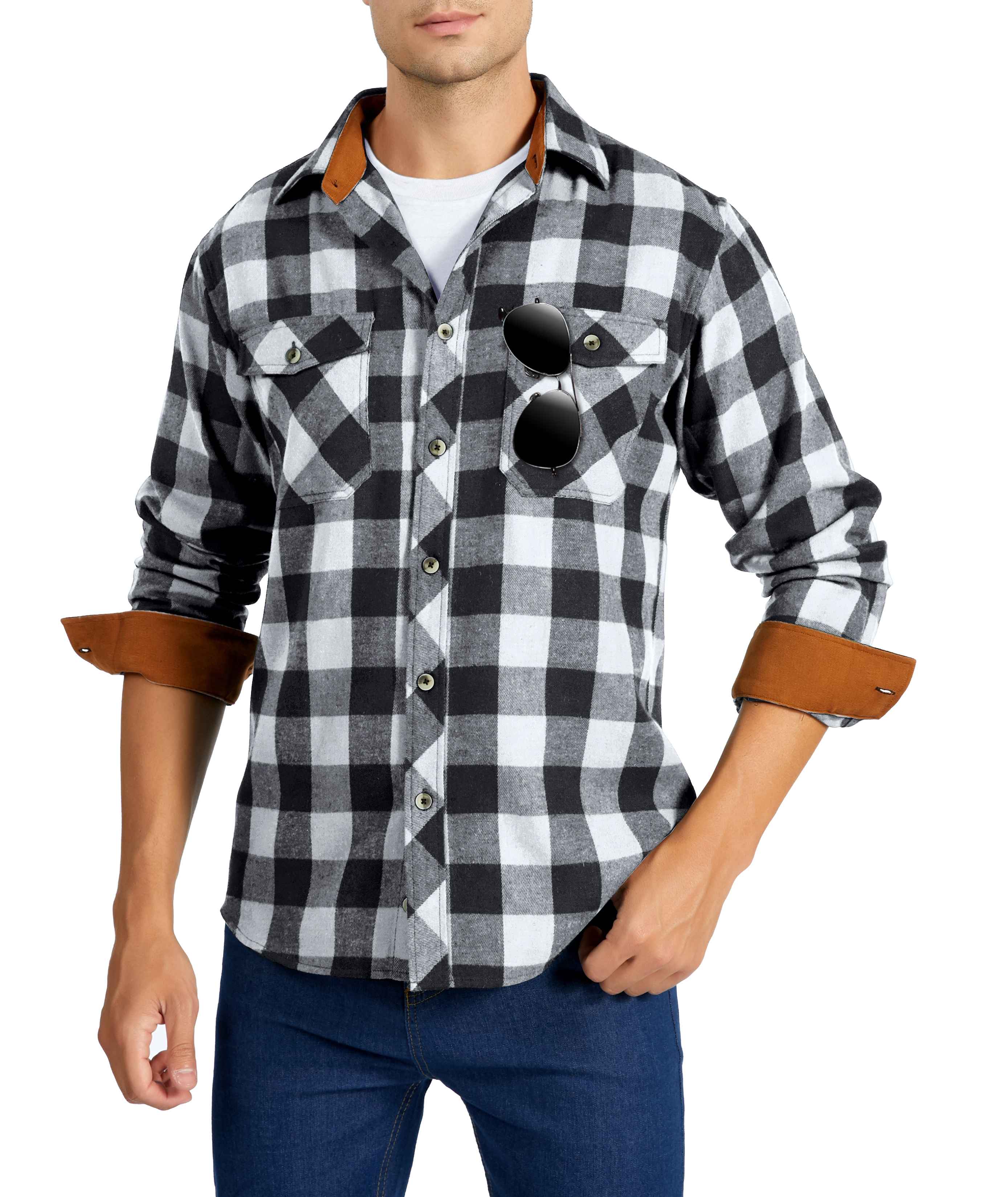white plaid shirt