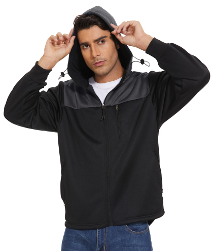 ZITY Men's Full Zipper Long Sleeve Fleece Hoodie-CFMWY00027
