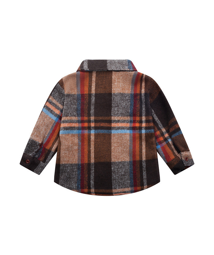 ZITY Kid's Stylish Plaid Lapel Tweed Shirt Autumn Winter Long Sleeve Coat-ZPK006210 | Zitysports