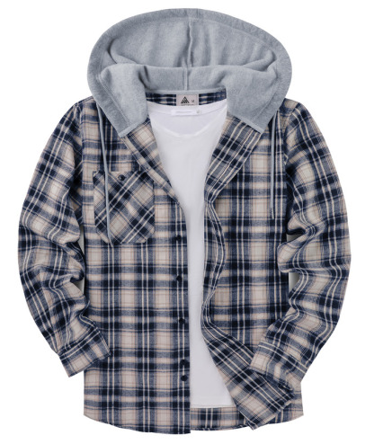 ZITY Men's Plaid Hooded Long Sleeve Button Down Flannel Shirt-ZPK000014 | Zitysports